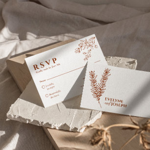 Blommigt Boho Beige Terracotta Earthy Bröllop OSA Kort