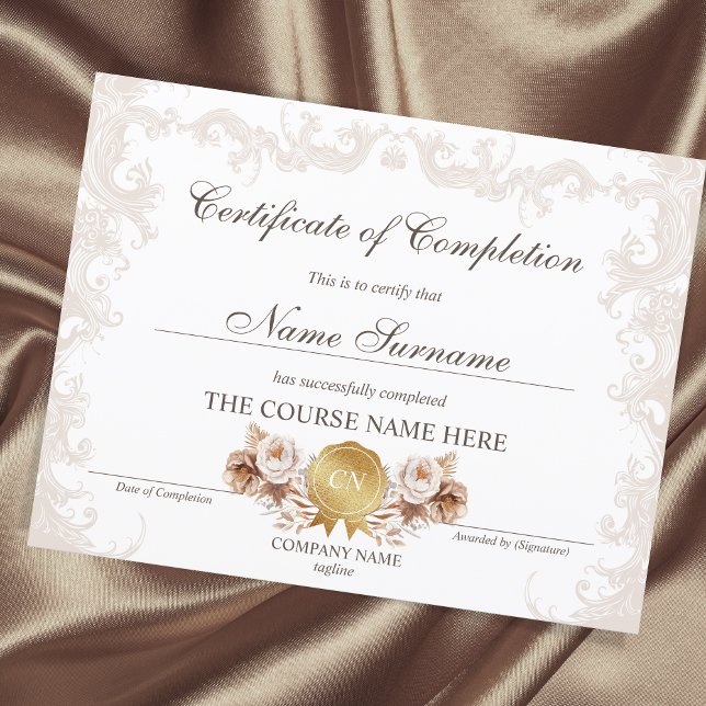 Blommigt Boho Certificate of Complete Award Course (Skapare uppladdad)