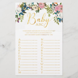 Blommigt Boho Chic Baby Shower ABC-spel