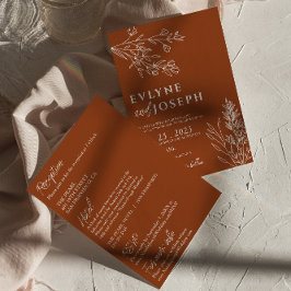 Blommigt Boho Chic Terracotta Alla i ett Bröllop Inbjudningar