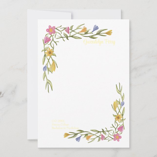 Blommigt Boho College Graduation Party bjudan Inbjudningar (Framsida)