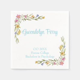 Blommigt Boho College Graduation Party bjudan Pappersservett