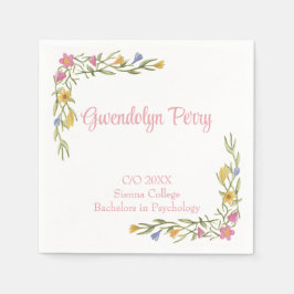 Blommigt Boho College Graduation Party bjudan Pappersservett