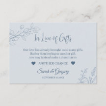 Blommigt Boho Dusty Blue "In Lieu of Gifts"-kort