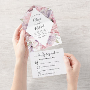 Blommigt Boho Dusty Rosa Lila Bröllop OSA
