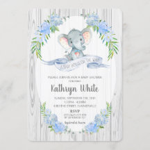 Blommigt Boho Elephant Baby Shower Boy