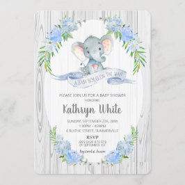 Blommigt Boho Elephant Baby Shower Boy Inbjudningar