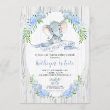 Blommigt Boho Elephant Baby Shower Boy