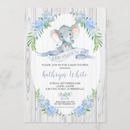 Blommigt Boho Elephant Baby Shower Boy Inbjudningar
