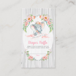 Blommigt Boho Elephant Baby Shower Raffle Tilläggskort