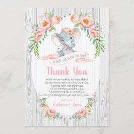 Blommigt Boho Elephant Baby Shower - tack för ditt Inbjudningar
