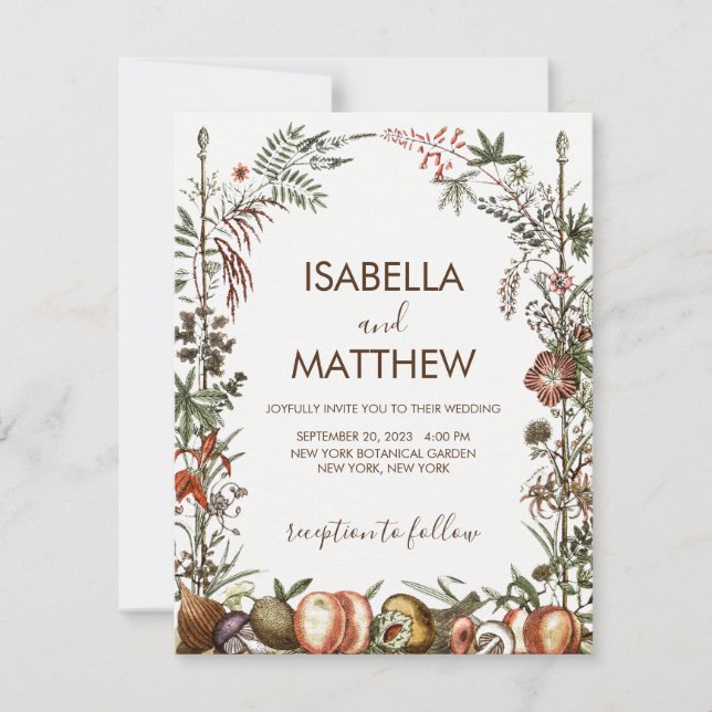 blommigt boho för vilda vintagar inbjudningar (Framsida)