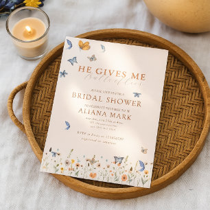 Blommigt Boho Ge Me Butterflies Möhippa Inbjudningar