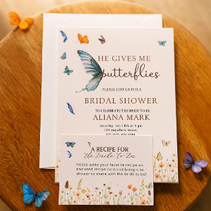 Blommigt Boho Ge Me Butterflies Möhippa Inbjudningar