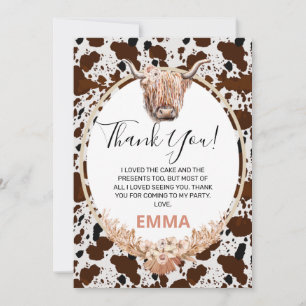 Blommigt Boho Highland Cow Birthday Tack för ditt  Inbjudningar