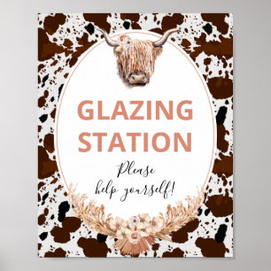 Blommigt Boho Highland Cow Födelsedagsfest Sign Poster
