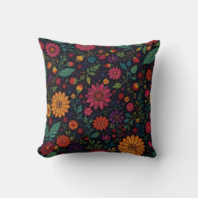 Blommigt Boho Kudde (Framsida)