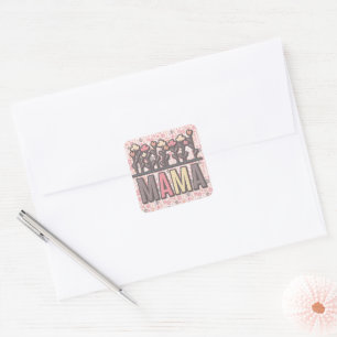 Blommigt Boho Mamma Fyrkantigt Klistermärke