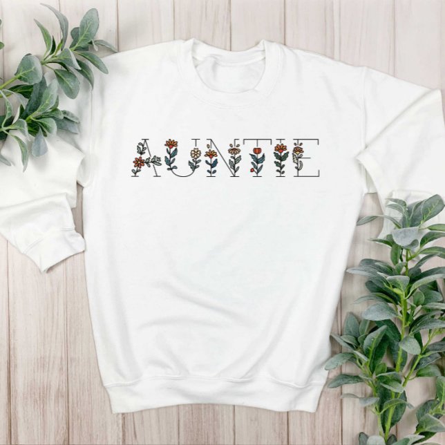 Blommigt Boho Minimal Auntie Sweatshirt T Shirt (Skapare uppladdad)