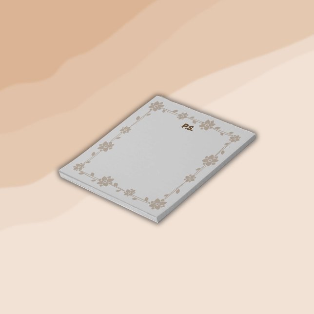 Blommigt Boho Monogram Brown | Anteckningsblock (Skapare uppladdad)