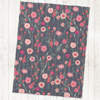 Blommigt Boho Mörk Fleecefilt