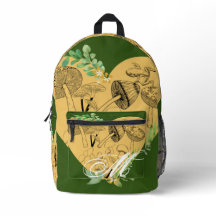 Blommigt Boho Mushroom and Frogs Monogram