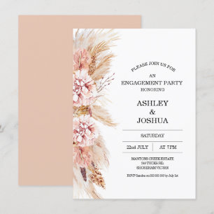  Blommigt Boho Pampas Grass Förlovning Inbjudningar