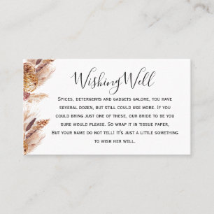 Blommigt Boho Pampas Wishing-Möhippa Card Visitkort