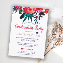 Blommigt boho red navy blue bouquet studentfest