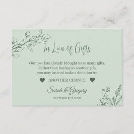 Blommigt Boho Sage Grönt "In Lieu of Gifts" Tilläggskort