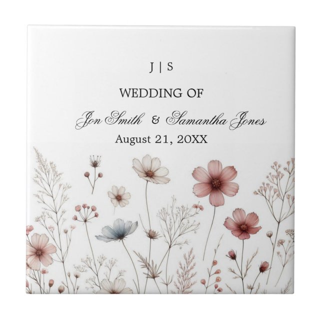 Blommigt boho sommar enkel kakelplatta (Framsidan)