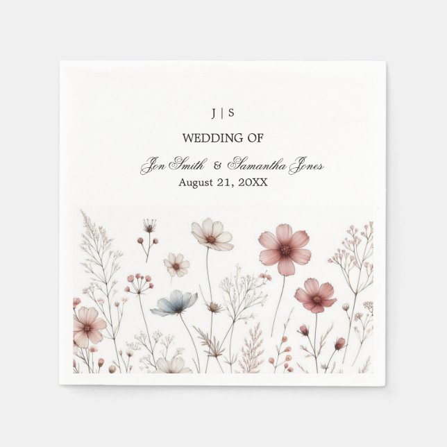 Blommigt boho sommar enkel pappersservett (Framsidan)