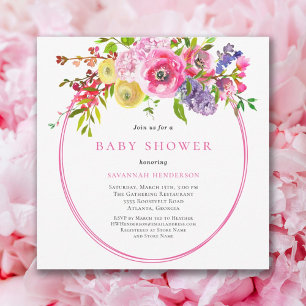 Blommigt Boho Summer Wildblomma Garden Baby Shower Inbjudningar