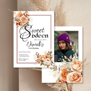 Blommigt Boho Sweet 16 Födelsedagsfester Inbjudningar