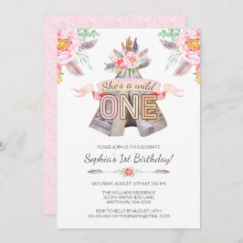 Blommigt Boho Tribal Teepe Vild 1: a födelsedag Inbjudningar