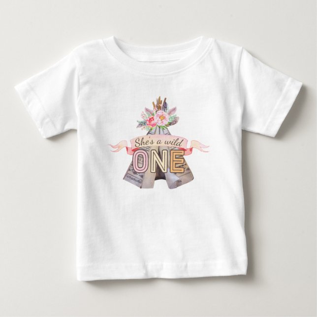 Blommigt Boho Tribal Teepe Vild 1: a födelsedag Tee Shirt (Framsida)