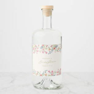 blommigt boho vår bröllop möhippa spritflaskor etikett