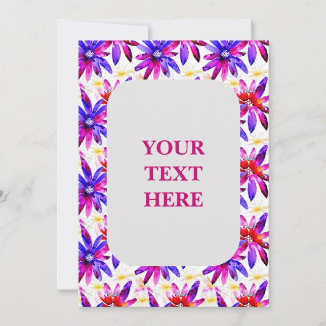 Blommigt Boho Watercolor - Artistic Flower Mönster Inbjudningar (Framsida)