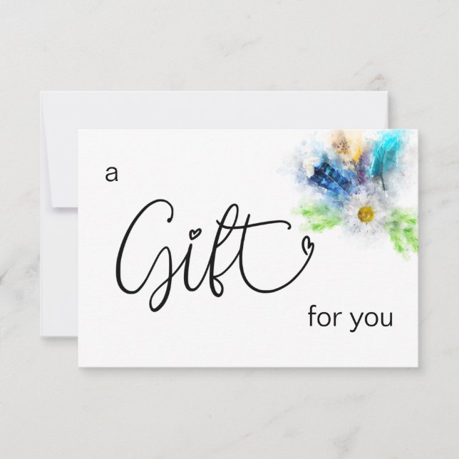 *~* Blommigt Boho Watercolor Crystal Heart Feather (Framsida)