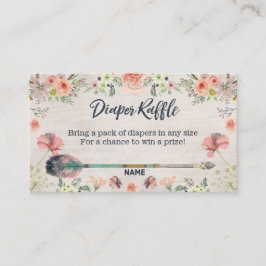 Blommigt Boho Watercolor Tribal Diaper Raffle Bilj Tilläggskort