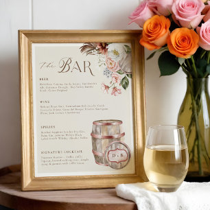 Blommigt Boho Westernt Landsbyggsbröllop Drink Pub Poster