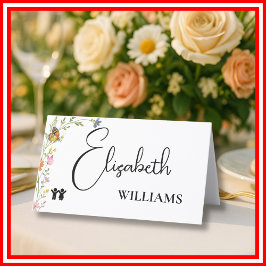 Blommigt Boho Wildblommor Kids Menu Namn Card Placeringskort
