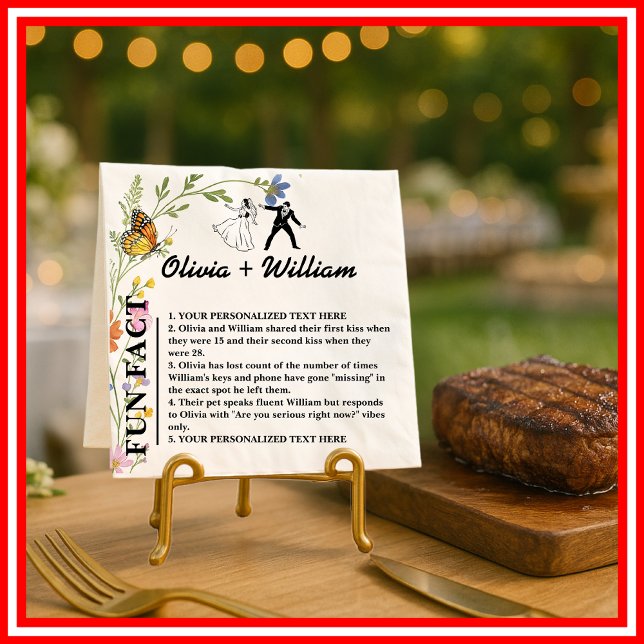 Blommigt Boho Wildblommor Monogram ROLIGT FACT Brö Pappersservett (Skapare uppladdad)