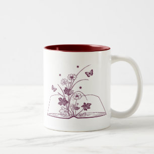 Blommigt Bok Aestetisk blomma Två-Tonad Mugg