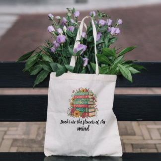 Blommigt Bok Älskare Tote Bag Tygkasse