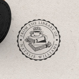 Blommigt Bok Kaffe Mugg från Bibliotek Stämpel