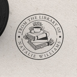 Blommigt Bok Kaffe Mugg Måne från Bibliotek vid Stämpel
