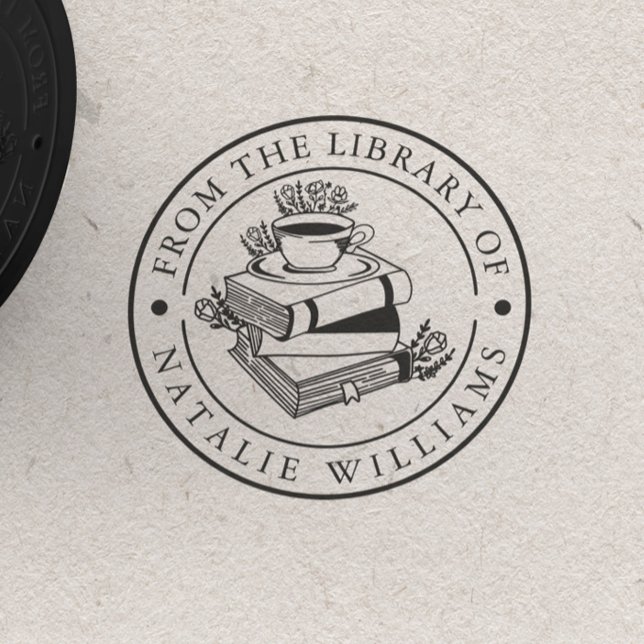 Blommigt Bok Kaffe Mugg Måne från Bibliotek vid Stämpel (Skapare uppladdad)