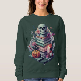 Blommigt Bok Skull Pumpkin Candle T Shirt