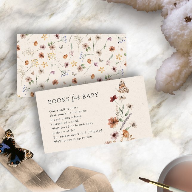 Blommigt Bokar för babyskor Tilläggskort (Floral Books for Baby Shower Enclosure Card with Butterfly by Painted Paperie
)